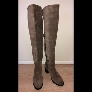 Over the knee gray suede boots